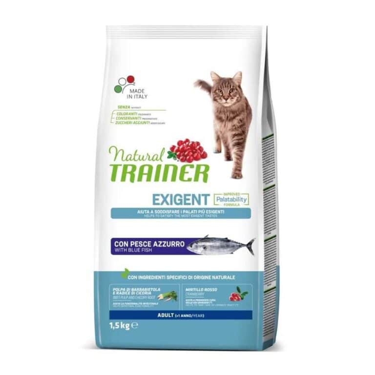 Trainer Natural CAT Exigent Blue Fish sausas maistas išrankioms katėms 1.5kg