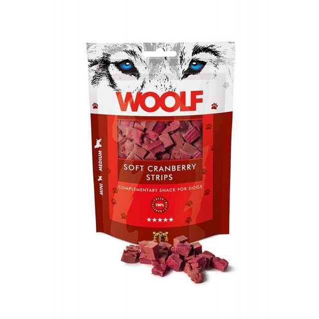 woolf soft cranberry strips skanėstai šunims su spanguolėmis