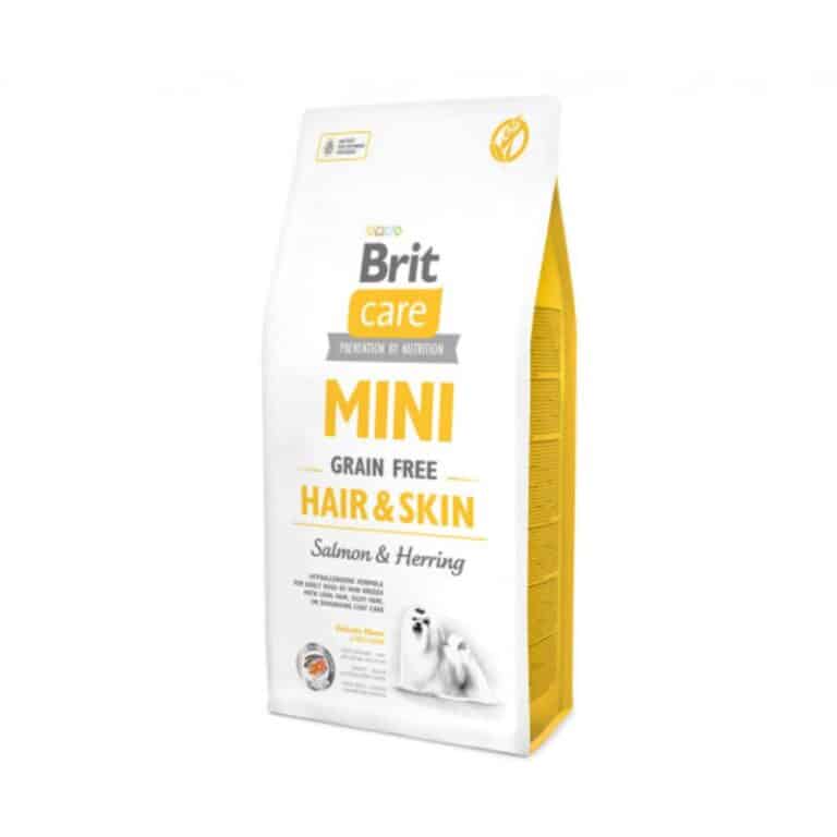 Brit Care Mini Hair Skin begrūdis sausas maistas mažų veislių šunims gražiam kailiui