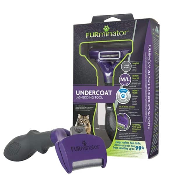 FURminator deShedding šukos ilgaplaukėms katėms M / L