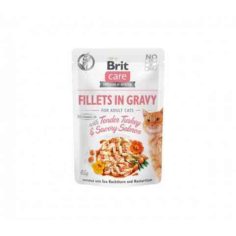 Brit Care Cat konservai katėms Fillets in Gravy Turkey&Salmon su kalakutiena ir lašiša 85 g