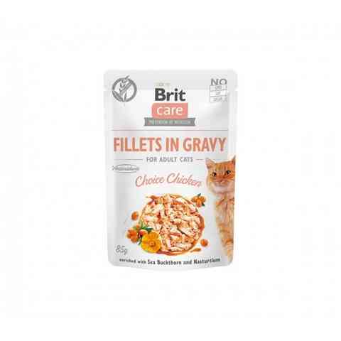 Brit Care Cat konservai katėms Fillets in Gravy Choice Chicken su vištiena 85 g