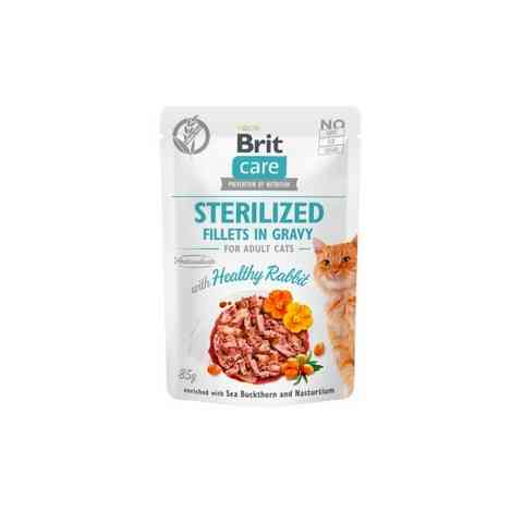 Brit Care Cat Sterilized konservai katėms Fillets in Gravy Healthy Rabbit su triušiena 85 g