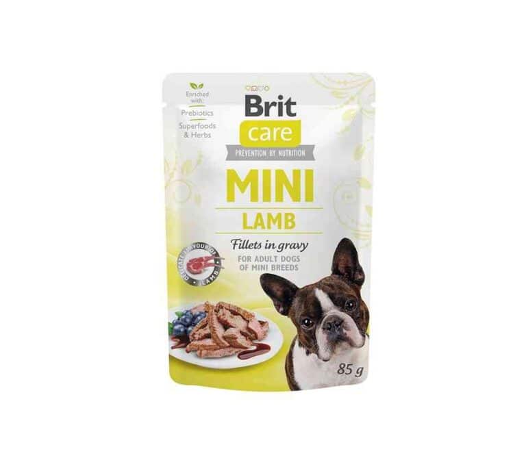 Brit Care Mini konservai šunims maišeliuose Lamb fillets in gravy 85g