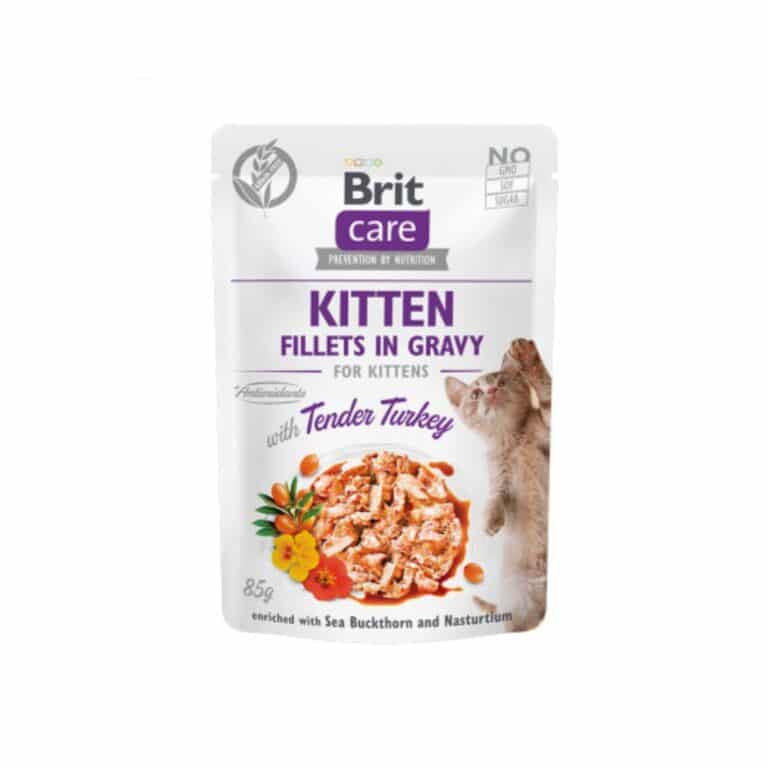 Brit Care Cat Fillets in Gravy Turkey konservai kačiukams su kalakutiena 85g