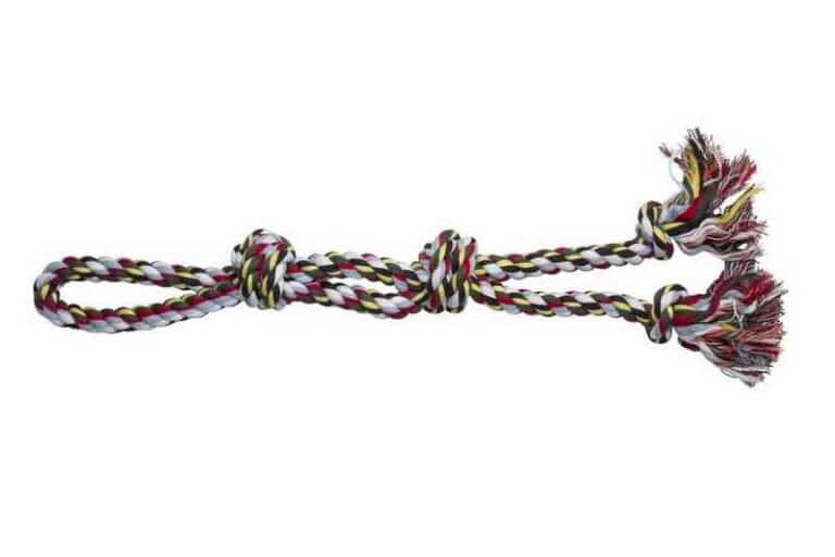 Virvinis žaislas šunims dviguba virvė su keturiais mazgais