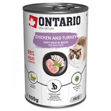 ONTARIO Chicken & Turkey Konservai Katėms Su Vištiena Ir Kalakutiena 400gr
