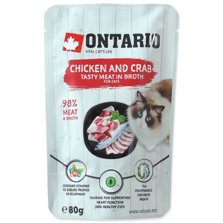 ONTARIO chicken & crab - konservai katėms su vištiena ir krabais sultinyje
