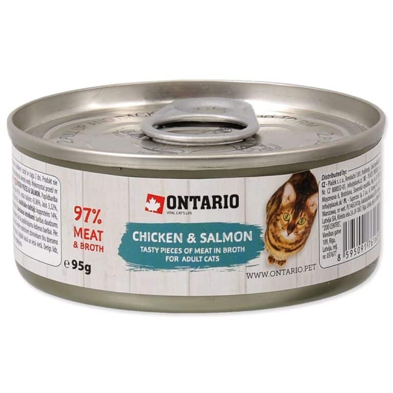 Ontario Chicken Pieces + Salmon konservai katėms 95g