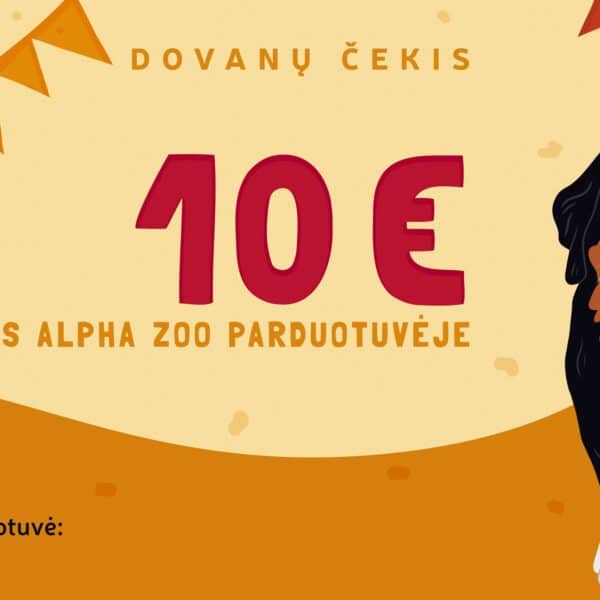 Alpha Zoo dovanų kuponas 10 eur vertė