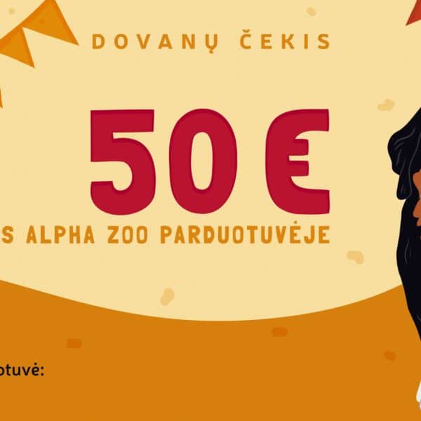 Alpha Zoo dovanų kuponas 50 eur vertė