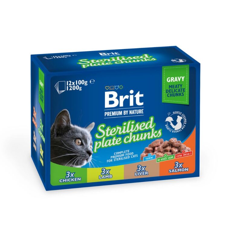 Brit Premium konservai sterilizuotoms katėms rinkinyje 12 vnt. (dėžutėje)