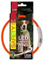 Šviečiantis antkaklis šunims LED, reguliuojamas, 45cm (oranžinis)