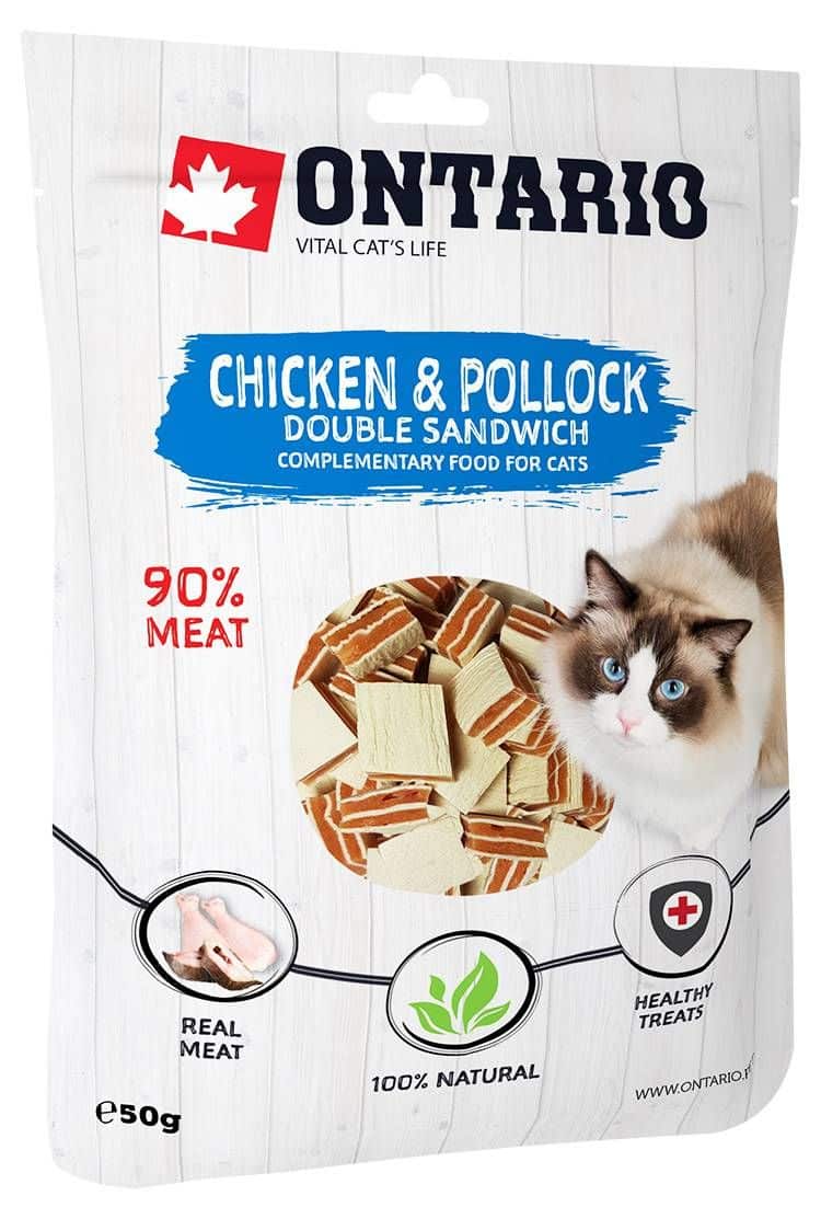 Ontario skanėstai katėms - vištienos dvigubi sumuštiniai 50G