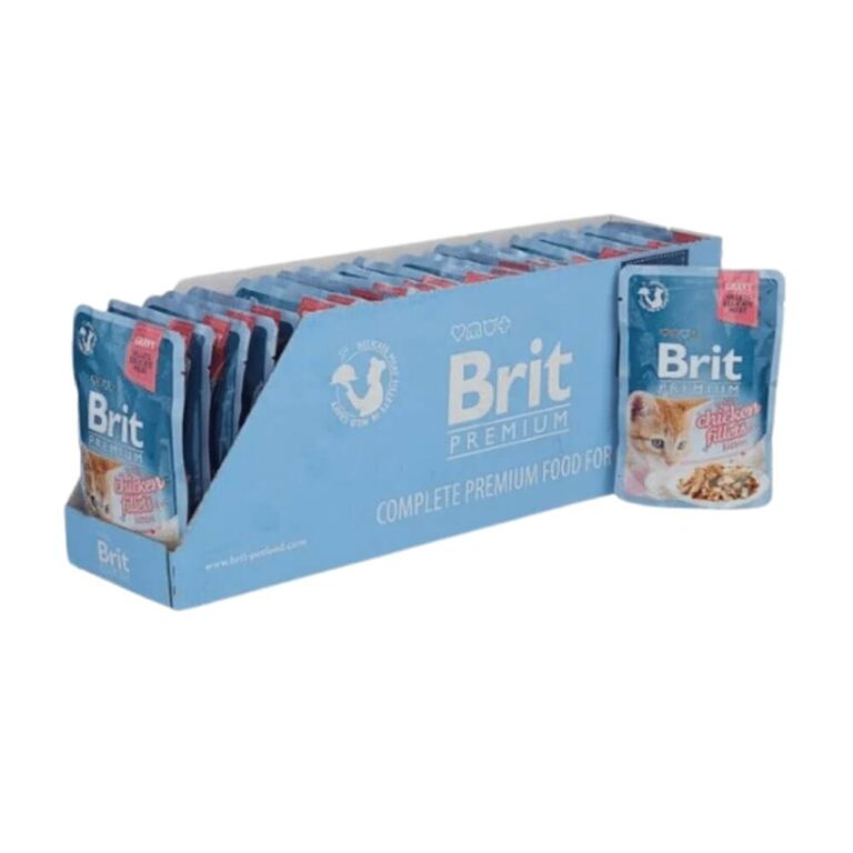 brit premium delicate chicken for kitten in gravy konservai kaciukams vistienos file padaze 24vnt