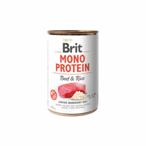 Brit Care Mono Protein Beef Rice - vieno baltymo konservai šunims su jautiena ir ryžiais, 400g