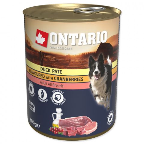 Ontario Duck Pate flavoured with Cranberries - konservai šunims su antiena, 800g