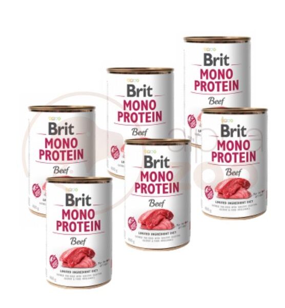 Brit Care Mono Protein Beef konservų šunims su jautiena rinkinys, 6x400gr