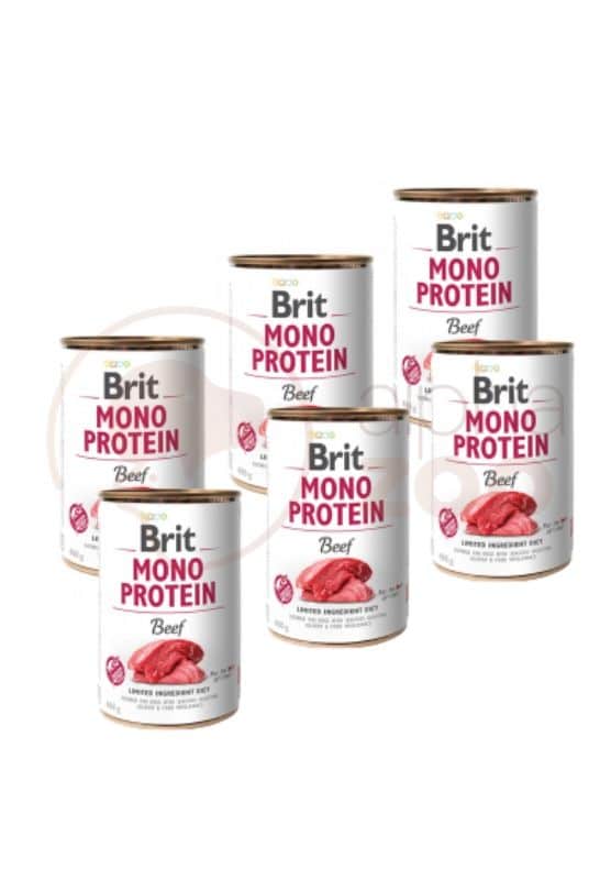 Brit Care Mono Protein Beef konservų šunims su jautiena rinkinys, 6x400gr
