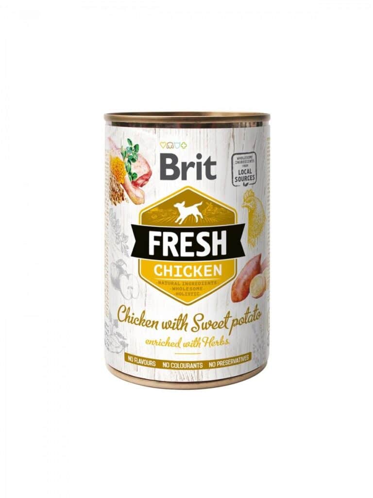 Brit Fresh Chicken with Sweet Potato konservai šunims su vištiena, 400gr
