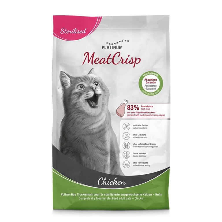Platinum MeatCrisp Adult Sterilised visavertis sausas pašaras sterilizuotoms katėms su vištiena