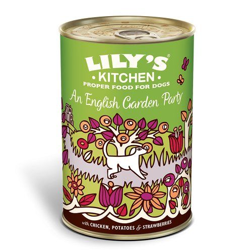 Lily's Kitchen An English Garden Party - konservai šunims su vištiena, bulvėmis, braškėmis (400g)