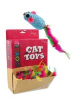 Magic Cat - sizalo virvės pelytė su plunksnomis, 6cm