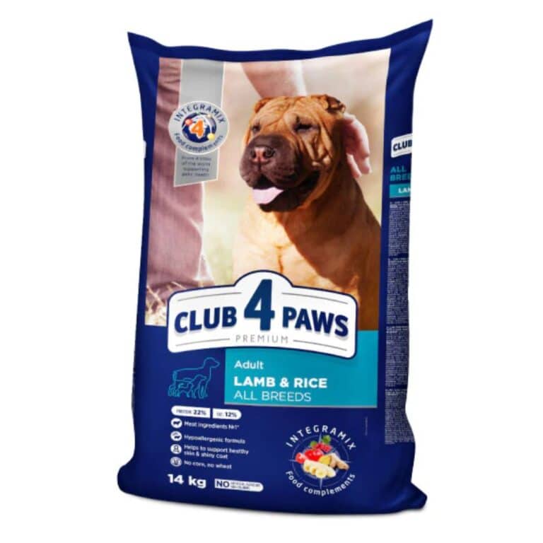 CLUB 4 PAWS PREMIUM Adult Lamb & Rice - sausas maistas suaugusiems šunims su ėriena ir ryžiais, 14kg