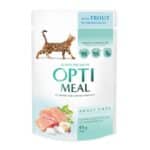 OPTIMEAL Trout with cream souce - konservai katėms be grūdų su upėtakiu padaže, 85g