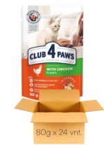 CLUB 4 PAWS Kitten - konservai kačiukams, su vištiena, pdaže 80g x 24vnt.