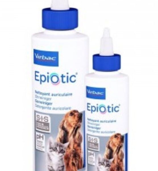 Virbac Epi Otic III - Ausų valiklis šunims ir katėms, skirtas pašalinti nešvarumus ir vašką bei neutralizuoti nemalonius kvapus