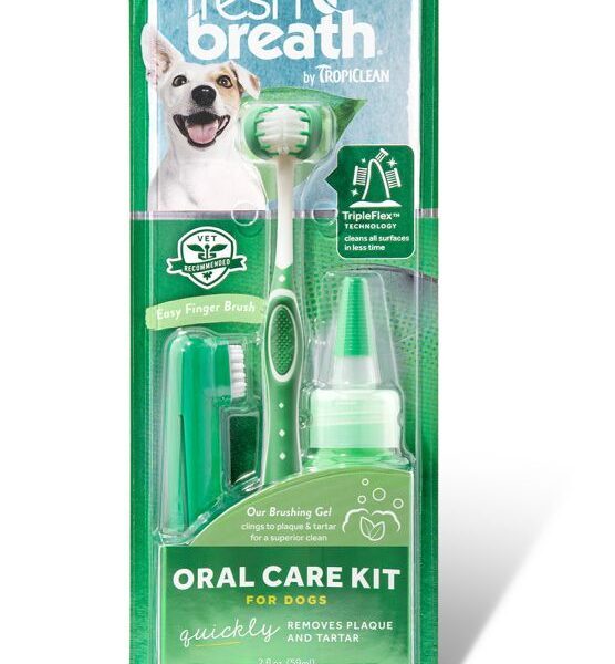 TROPICLEAN FRESH BREATH ORAL CARE KIT - dantų priežiūros rinkinys šunims, įv. dydžių