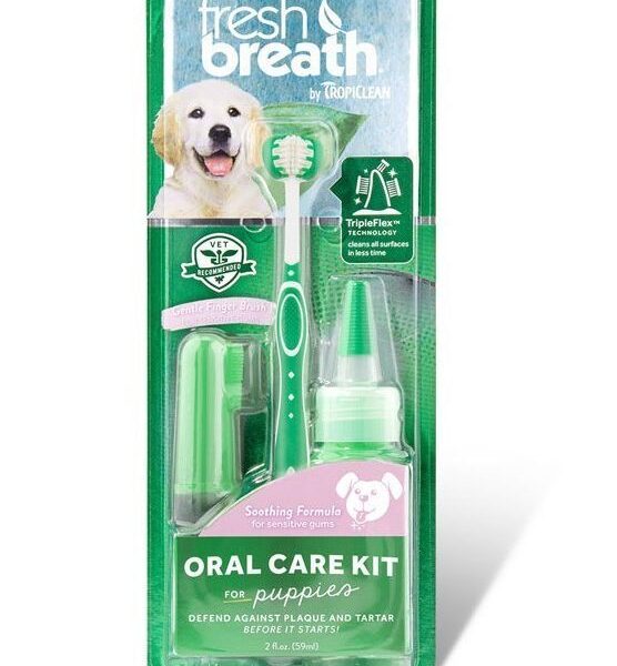 TROPICLEAN FRESH BREATH ORAL CARE KIT - dantų priežiūros rinkinys jauniems šunims