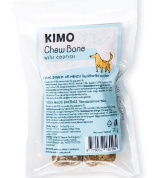Kimo chew bone - skanėstas šunims kaulas su menke, 70g (2 vnt.)