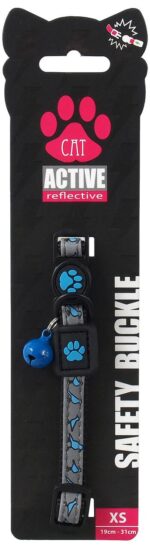Active Cat Reflective XS - šviesą atspindintis antkaklis katei su varpeliu, 1x19-31cm (mėlynas)