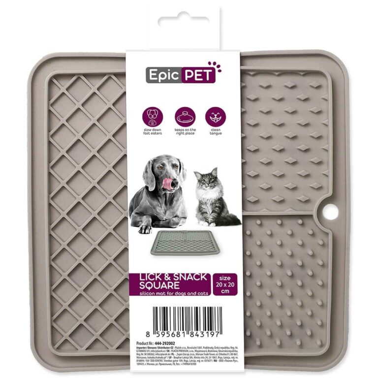 Epic Pet Lick&Snack - laižymo kilimėlis šunims ir katėms, 20x20cm (pilkas)