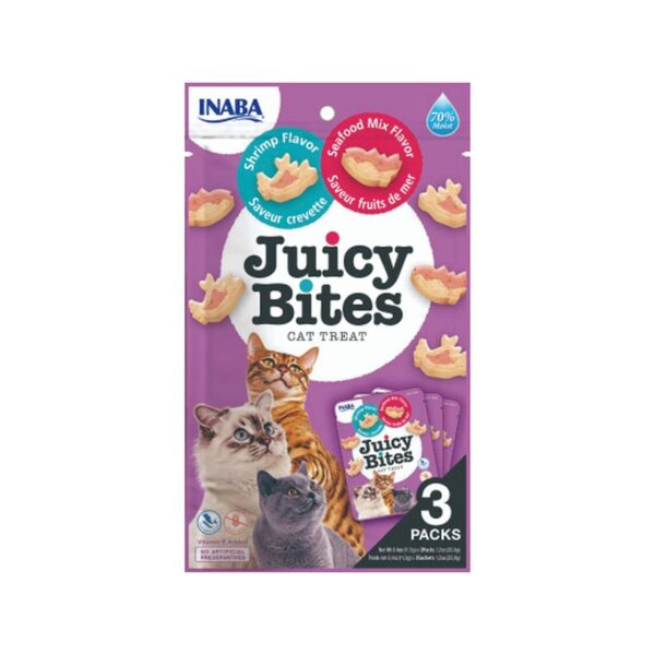 Juicy Bites Cat Shrimp Seafood skanėstas katėms, 34g