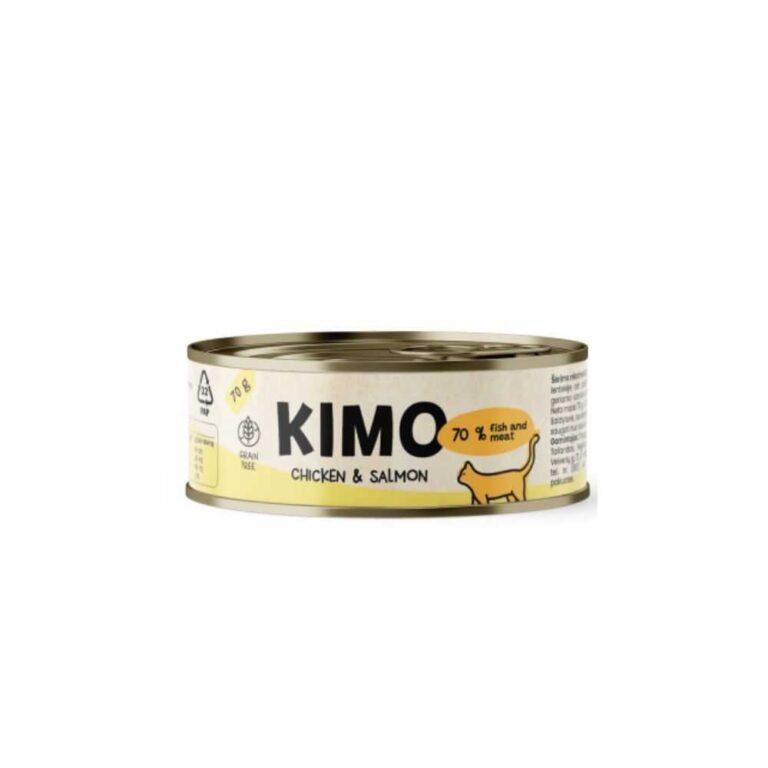 kimo chickensalmon konservai katems su vistiena ir lasisa 70g