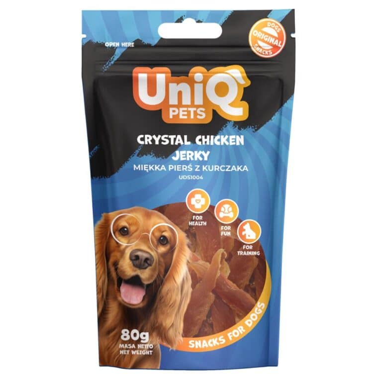 UNIQ PETS crystal chicken jerky 80g vištienos mėsa skanėstas šunims