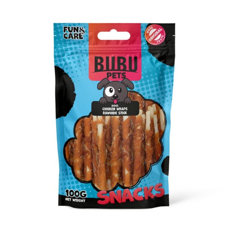 Bubu Pets Chicken wraps rawhide sticks - buivolo odos pagaliukai su vištiena, 100g