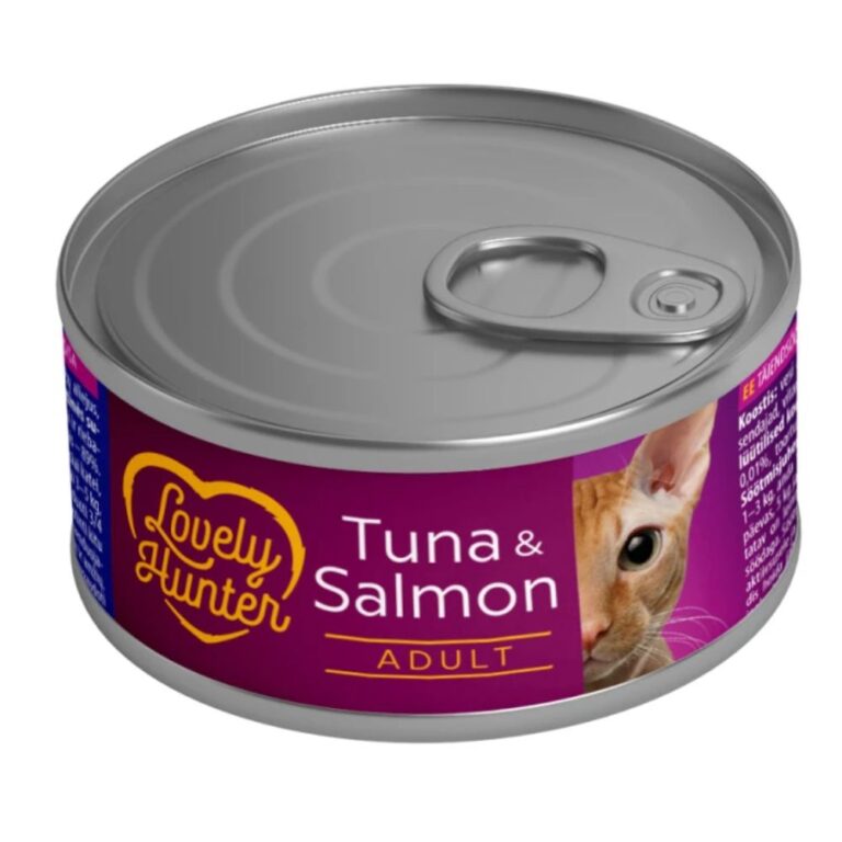 LOVELY HUNTER Tuna Salmon suaugusių kačių konservai pašaras su tunu ir lašiša 85g