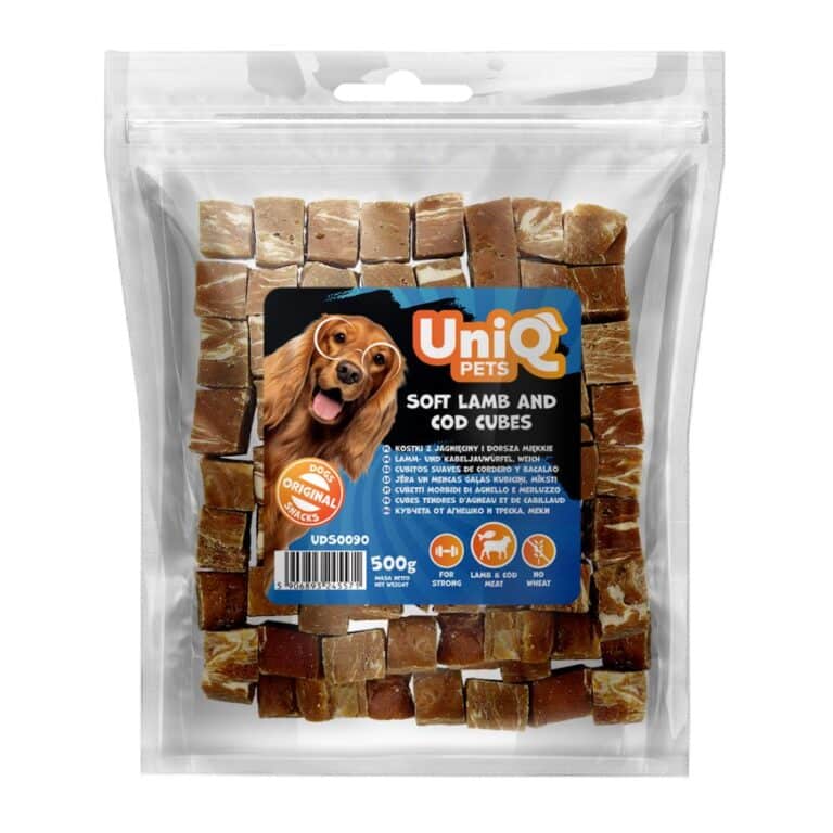 UNIQ PETS Dog Snacks Soft Lamb And Cod Cubes 500g