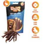 Uniq Pets Soft duck strips - Minkštos Antienos Mėsos plonos Juostelės, 80g