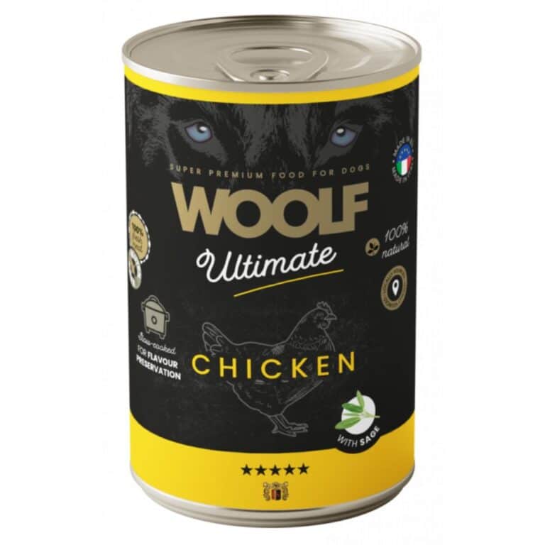 WOOLF ULTIMATE CHICKEN WITH SAGE begrūdžiai konservai šunims su vištiena 400g