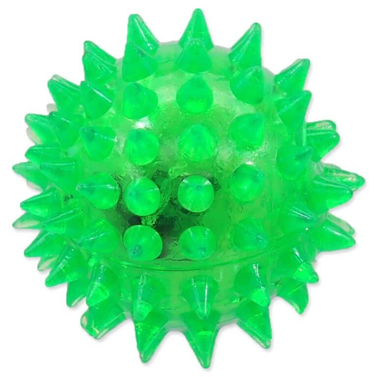 Dog Fantasy kamuoliukas su LED ir spygliais, 5cm (žalias)