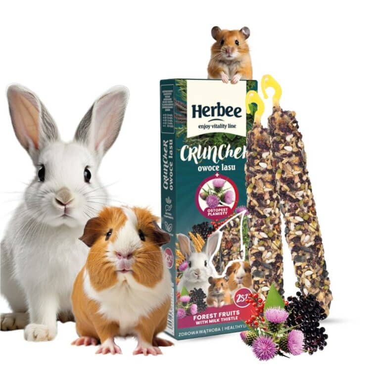HERBEE su miško uogomis ir pieno rūgštimi 115g forest fruits + milk thistle skanėstas triušiams ir smulkiems graužikams