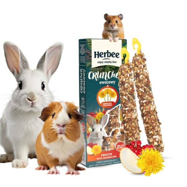 HERBEE su vaisiais ir kiaulpiene 115g fruits + dandelion skanėstas triušiams ir smulkiems graužikams