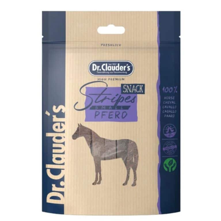 DR. CLAUDER'S vytintos arklienos skanėstas juostelėmis šunims ir katėms 80g