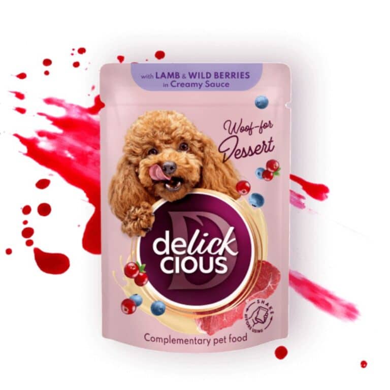 Delickcious Lamb Wild berries gabaliukai su ėriena ir miško uogomis kreminiame padaže šunims, 80g