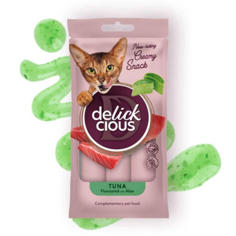 Delickcious kreminiai skanėstai katėms su tunu ir alaviju, 4x15g